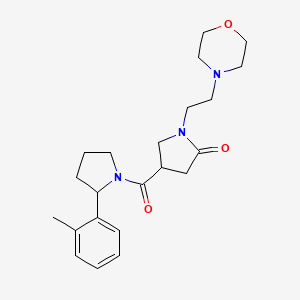 molecular formula C22H31N3O3 B7328376 4-[2-(2-Methylphenyl)pyrrolidine-1-carbonyl]-1-(2-morpholin-4-ylethyl)pyrrolidin-2-one 