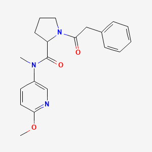 molecular formula C20H23N3O3 B7328462 N-(6-methoxypyridin-3-yl)-N-methyl-1-(2-phenylacetyl)pyrrolidine-2-carboxamide 