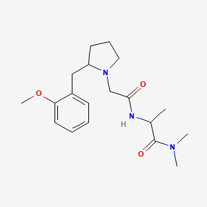 molecular formula C19H29N3O3 B7328490 2-[[2-[2-[(2-methoxyphenyl)methyl]pyrrolidin-1-yl]acetyl]amino]-N,N-dimethylpropanamide 