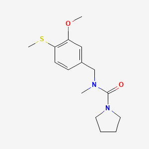 molecular formula C15H22N2O2S B7328498 N-[(3-methoxy-4-methylsulfanylphenyl)methyl]-N-methylpyrrolidine-1-carboxamide 