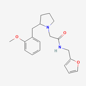 molecular formula C19H24N2O3 B7328521 N-(furan-2-ylmethyl)-2-[2-[(2-methoxyphenyl)methyl]pyrrolidin-1-yl]acetamide 