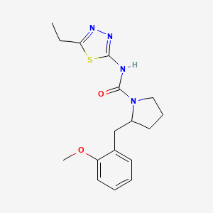 molecular formula C17H22N4O2S B7328539 N-(5-ethyl-1,3,4-thiadiazol-2-yl)-2-[(2-methoxyphenyl)methyl]pyrrolidine-1-carboxamide 