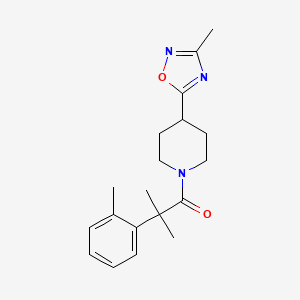 molecular formula C19H25N3O2 B7328551 2-Methyl-1-[4-(3-methyl-1,2,4-oxadiazol-5-yl)piperidin-1-yl]-2-(2-methylphenyl)propan-1-one 