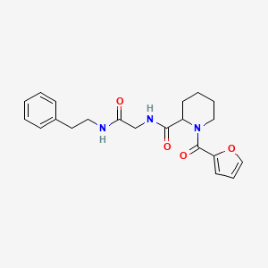 molecular formula C21H25N3O4 B7328563 1-(furan-2-carbonyl)-N-[2-oxo-2-(2-phenylethylamino)ethyl]piperidine-2-carboxamide 