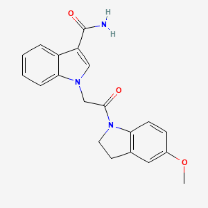 molecular formula C20H19N3O3 B7328566 1-[2-(5-Methoxy-2,3-dihydroindol-1-yl)-2-oxoethyl]indole-3-carboxamide 