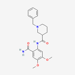 molecular formula C22H27N3O4 B7328627 1-benzyl-N-(2-carbamoyl-4,5-dimethoxyphenyl)piperidine-3-carboxamide 