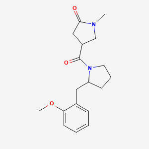 molecular formula C18H24N2O3 B7328668 4-[2-[(2-Methoxyphenyl)methyl]pyrrolidine-1-carbonyl]-1-methylpyrrolidin-2-one 