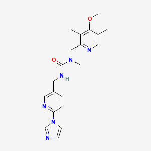 molecular formula C20H24N6O2 B7328720 3-[(6-Imidazol-1-ylpyridin-3-yl)methyl]-1-[(4-methoxy-3,5-dimethylpyridin-2-yl)methyl]-1-methylurea 