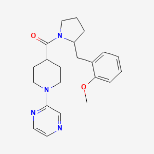 molecular formula C22H28N4O2 B7328727 [2-[(2-Methoxyphenyl)methyl]pyrrolidin-1-yl]-(1-pyrazin-2-ylpiperidin-4-yl)methanone 