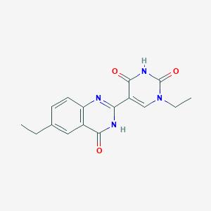 molecular formula C16H16N4O3 B7328768 1-ethyl-5-(6-ethyl-4-oxo-3H-quinazolin-2-yl)pyrimidine-2,4-dione 