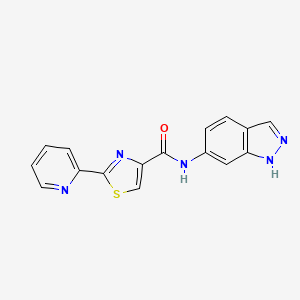 molecular formula C16H11N5OS B7328834 N-(1H-indazol-6-yl)-2-pyridin-2-yl-1,3-thiazole-4-carboxamide 