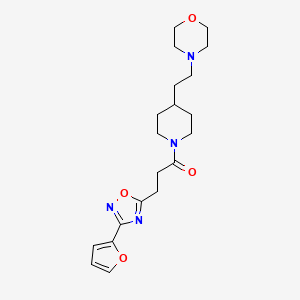 molecular formula C20H28N4O4 B7328878 3-[3-(Furan-2-yl)-1,2,4-oxadiazol-5-yl]-1-[4-(2-morpholin-4-ylethyl)piperidin-1-yl]propan-1-one 