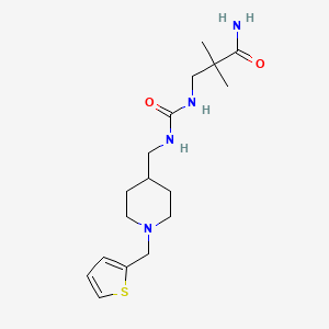 2,2-Dimethyl-3-[[1-(thiophen-2-ylmethyl)piperidin-4-yl]methylcarbamoylamino]propanamide