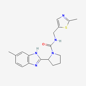 molecular formula C18H21N5OS B7328899 2-(6-methyl-1H-benzimidazol-2-yl)-N-[(2-methyl-1,3-thiazol-5-yl)methyl]pyrrolidine-1-carboxamide 