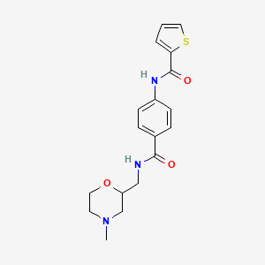 molecular formula C18H21N3O3S B7328911 N-[4-[(4-methylmorpholin-2-yl)methylcarbamoyl]phenyl]thiophene-2-carboxamide 