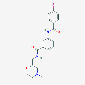 molecular formula C20H22FN3O3 B7328912 3-[(4-fluorobenzoyl)amino]-N-[(4-methylmorpholin-2-yl)methyl]benzamide 