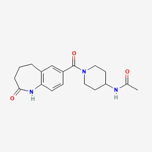 molecular formula C18H23N3O3 B7329027 N-[1-(2-oxo-1,3,4,5-tetrahydro-1-benzazepine-7-carbonyl)piperidin-4-yl]acetamide 