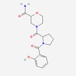 4-[1-(2-Hydroxybenzoyl)pyrrolidine-2-carbonyl]morpholine-2-carboxamide