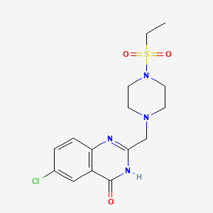 molecular formula C15H19ClN4O3S B7329087 6-chloro-2-[(4-ethylsulfonylpiperazin-1-yl)methyl]-3H-quinazolin-4-one 