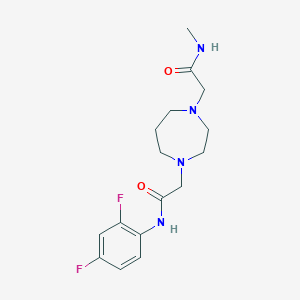 molecular formula C16H22F2N4O2 B7329168 2-[4-[2-(2,4-difluoroanilino)-2-oxoethyl]-1,4-diazepan-1-yl]-N-methylacetamide 