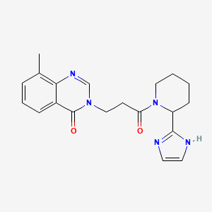 molecular formula C20H23N5O2 B7329211 3-[3-[2-(1H-imidazol-2-yl)piperidin-1-yl]-3-oxopropyl]-8-methylquinazolin-4-one 