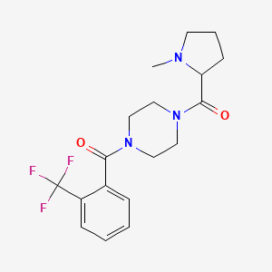 molecular formula C18H22F3N3O2 B7329249 (1-Methylpyrrolidin-2-yl)-[4-[2-(trifluoromethyl)benzoyl]piperazin-1-yl]methanone 