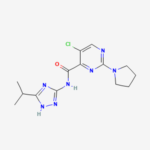 5-chloro-N-(5-propan-2-yl-1H-1,2,4-triazol-3-yl)-2-pyrrolidin-1-ylpyrimidine-4-carboxamide