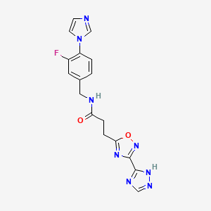 N-[(3-fluoro-4-imidazol-1-ylphenyl)methyl]-3-[3-(1H-1,2,4-triazol-5-yl)-1,2,4-oxadiazol-5-yl]propanamide