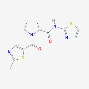 molecular formula C13H14N4O2S2 B7329297 1-(2-methyl-1,3-thiazole-5-carbonyl)-N-(1,3-thiazol-2-yl)pyrrolidine-2-carboxamide 