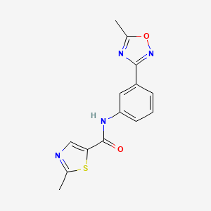 2-methyl-N-[3-(5-methyl-1,2,4-oxadiazol-3-yl)phenyl]-1,3-thiazole-5-carboxamide