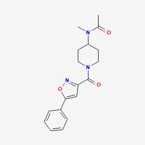 molecular formula C18H21N3O3 B7329367 N-methyl-N-[1-(5-phenyl-1,2-oxazole-3-carbonyl)piperidin-4-yl]acetamide 