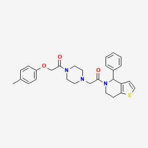 2-[4-[2-(4-methylphenoxy)acetyl]piperazin-1-yl]-1-(4-phenyl-6,7-dihydro-4H-thieno[3,2-c]pyridin-5-yl)ethanone