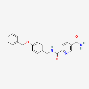 molecular formula C21H19N3O3 B7329460 2-N-[(4-phenylmethoxyphenyl)methyl]pyridine-2,5-dicarboxamide 