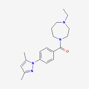 molecular formula C19H26N4O B7329468 [4-(3,5-Dimethylpyrazol-1-yl)phenyl]-(4-ethyl-1,4-diazepan-1-yl)methanone 