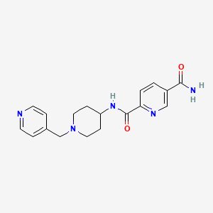 molecular formula C18H21N5O2 B7329474 2-N-[1-(pyridin-4-ylmethyl)piperidin-4-yl]pyridine-2,5-dicarboxamide 