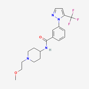 molecular formula C19H23F3N4O2 B7329522 N-[1-(2-methoxyethyl)piperidin-4-yl]-3-[5-(trifluoromethyl)pyrazol-1-yl]benzamide 