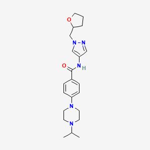 N-[1-(oxolan-2-ylmethyl)pyrazol-4-yl]-4-(4-propan-2-ylpiperazin-1-yl)benzamide