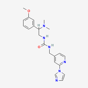 molecular formula C21H26N6O2 B7329566 1-[2-(Dimethylamino)-2-(3-methoxyphenyl)ethyl]-3-[(2-imidazol-1-ylpyridin-4-yl)methyl]urea 