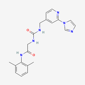 molecular formula C20H22N6O2 B7329578 N-(2,6-dimethylphenyl)-2-[(2-imidazol-1-ylpyridin-4-yl)methylcarbamoylamino]acetamide 