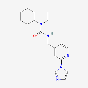 molecular formula C18H25N5O B7329585 1-Cyclohexyl-1-ethyl-3-[(2-imidazol-1-ylpyridin-4-yl)methyl]urea 