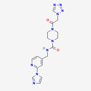 molecular formula C17H20N10O2 B7329599 N-[(2-imidazol-1-ylpyridin-4-yl)methyl]-4-[2-(tetrazol-1-yl)acetyl]piperazine-1-carboxamide 