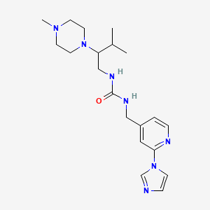 molecular formula C20H31N7O B7329610 1-[(2-Imidazol-1-ylpyridin-4-yl)methyl]-3-[3-methyl-2-(4-methylpiperazin-1-yl)butyl]urea 