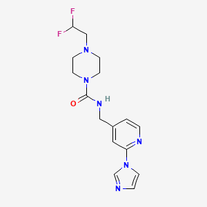 molecular formula C16H20F2N6O B7329642 4-(2,2-difluoroethyl)-N-[(2-imidazol-1-ylpyridin-4-yl)methyl]piperazine-1-carboxamide 