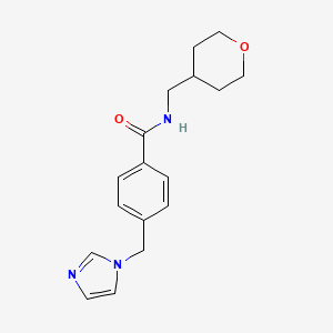 molecular formula C17H21N3O2 B7329651 4-(imidazol-1-ylmethyl)-N-(oxan-4-ylmethyl)benzamide 