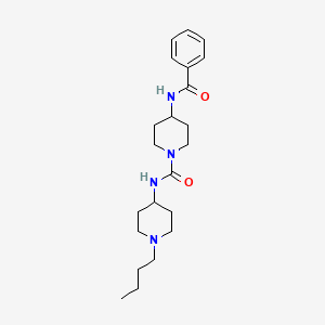 molecular formula C22H34N4O2 B7329657 4-benzamido-N-(1-butylpiperidin-4-yl)piperidine-1-carboxamide 