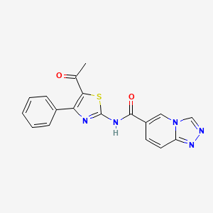 molecular formula C18H13N5O2S B7329687 N-(5-acetyl-4-phenyl-1,3-thiazol-2-yl)-[1,2,4]triazolo[4,3-a]pyridine-6-carboxamide 