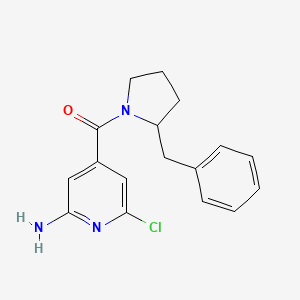 molecular formula C17H18ClN3O B7329696 (2-Amino-6-chloropyridin-4-yl)-(2-benzylpyrrolidin-1-yl)methanone 