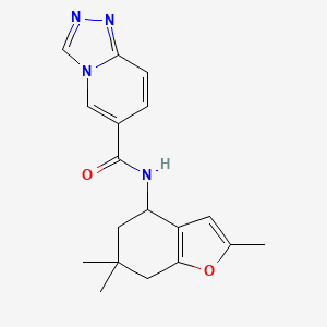 molecular formula C18H20N4O2 B7329713 N-(2,6,6-trimethyl-5,7-dihydro-4H-1-benzofuran-4-yl)-[1,2,4]triazolo[4,3-a]pyridine-6-carboxamide 