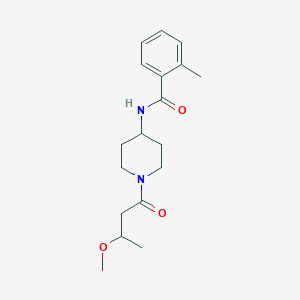 molecular formula C18H26N2O3 B7329746 N-[1-(3-methoxybutanoyl)piperidin-4-yl]-2-methylbenzamide 