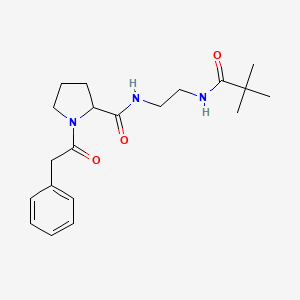 molecular formula C20H29N3O3 B7329773 N-[2-(2,2-dimethylpropanoylamino)ethyl]-1-(2-phenylacetyl)pyrrolidine-2-carboxamide 